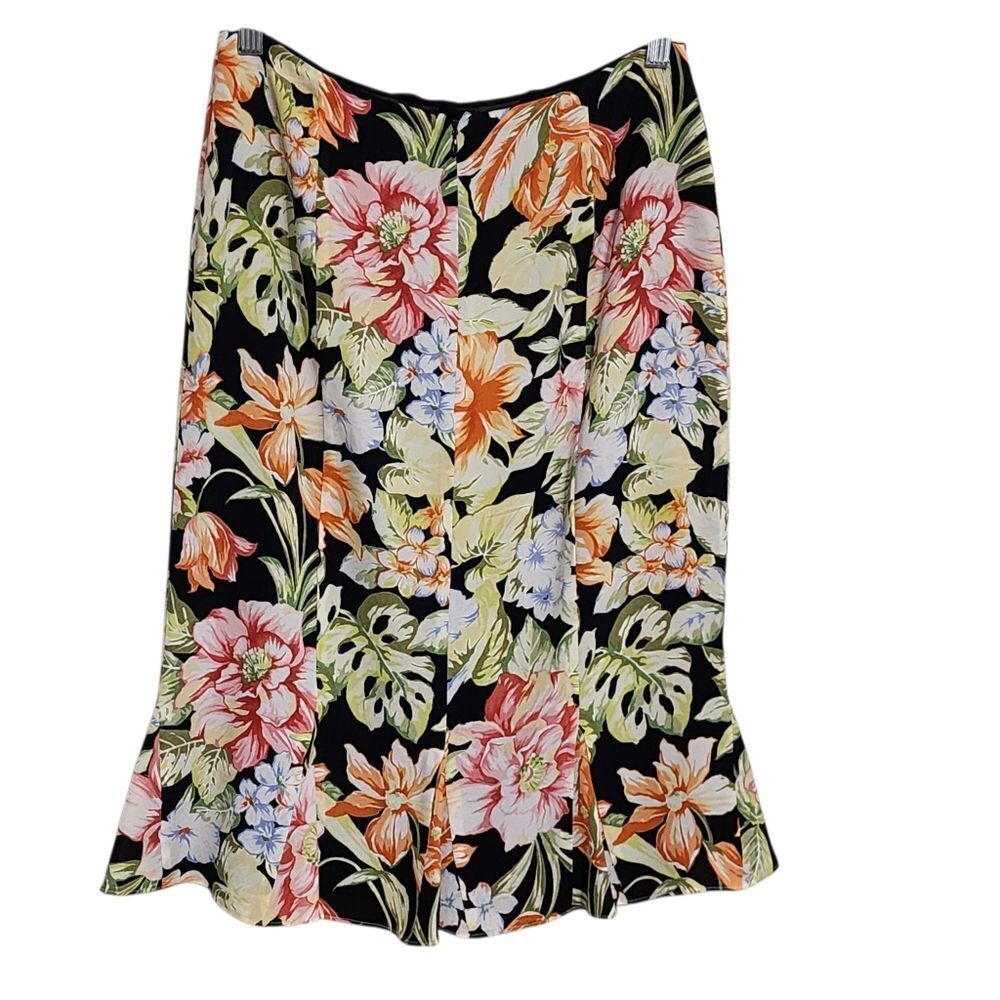 Vintage Talbots Silk Skirt 4 Dark Floral Lined Tropical Bloomcore